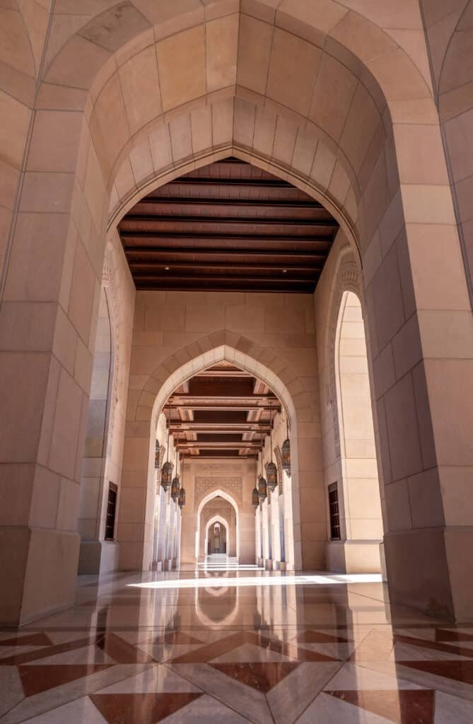 Architectural arcade with repeating arches