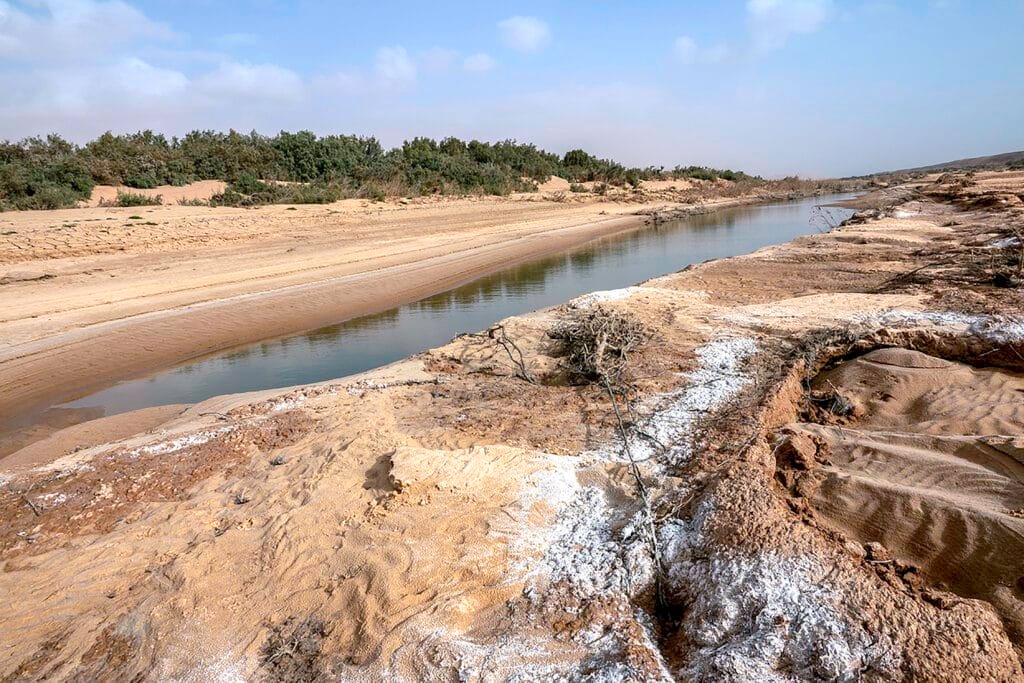 River landscape cutting through sand